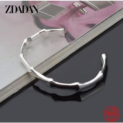 ZDADAN 2021 New Arrival 925 Sterling Silver Bamboo Joint Adjustable Size Bangle For Woman Fashion Luxury Wedding Jewelry Gift
