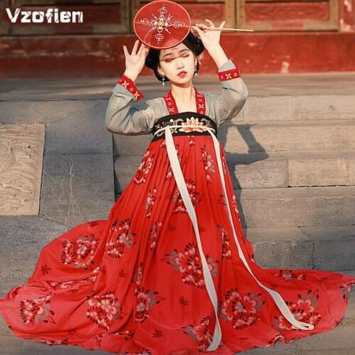 Ancient Traditional Chinese Hanfu Woman Elegant National Fairy Embroidery Stage Folk Dance Costume Han Dynasty Cosplay Clothing
