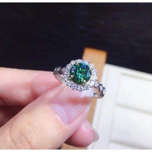 2020 New Fashion Created Blue Green Diamond Gemstone Adjustable Rings for Women 925 Silver Resizable Jewelry Wedding Gift