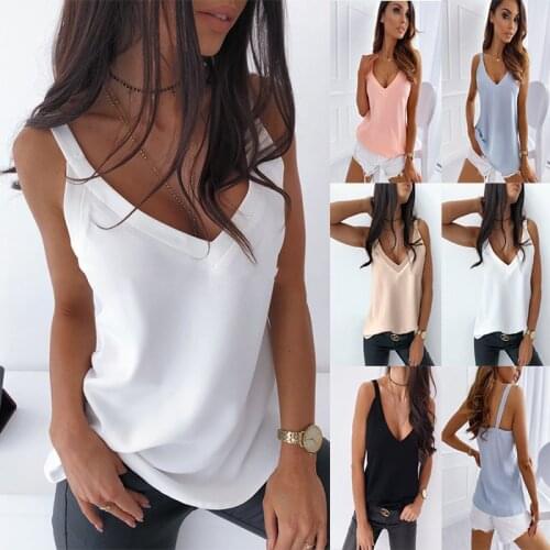 2021 Womens Summer New Solid Color Macaron Color V-neck Pullover Camisole Backless Casual Sleeveless Camis Womens Vest