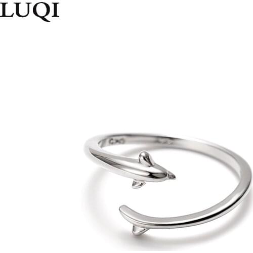 S925 silver ins style dolphin female open ring YMD