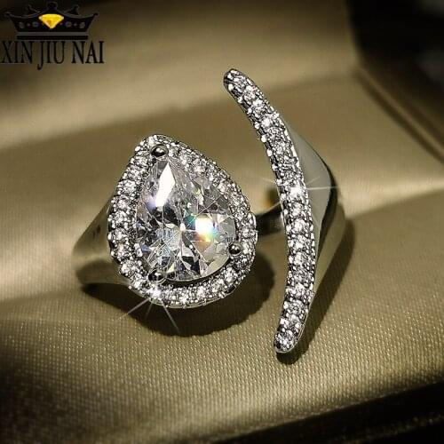 Punk new embracing twisted arm high-grade water drop beach inlaid single diamond female luxury opening adjustable ring