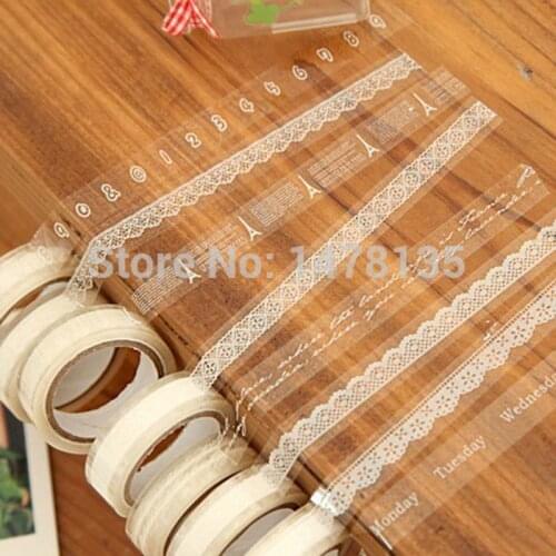 10 pcs/Lot Lace Adhesive tape Japanese masking tape Decorative stickers Stationery Scrapbooking sticky School supplies 006001005