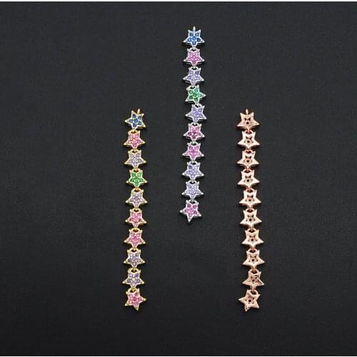 52x6mm 100% CZ Zircon DIY Jewelry Long Star Charm Pendant Wholesale Top Quality Jewellery Accessories