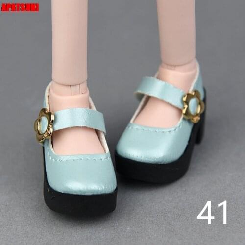 6*2.5cm Light Blue Leather Fashion Shoes For 1:4 XinYi Doll Shoes For 1/4 BJD Doll High-heel Shoes For Saron Dolls Accessories