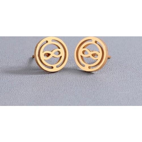 Chandler Stainless Steel Round Earrings Geometry Jewelry Cute Mini Tiny Circle 8 Stud Ear Anti-Allergic Aros Aretes Ohrringe