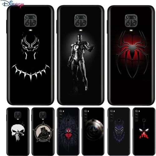 Black Silicone Cover Marvel Dark For Xiaomi Redmi Note 10 10S 9 9S Pro Max 9T 8T 8 7 6 5 Pro 5A Phone Case