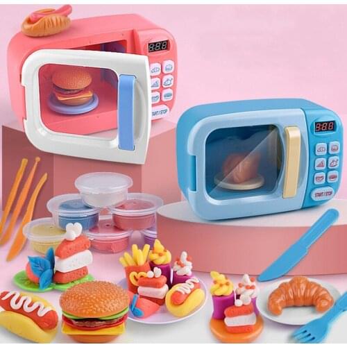 Kids Kitchen Toys Simulation Microwave Oven Educational Toys Mini Kitchen Food Pretend Play Cutting Role Playing Girls Toys