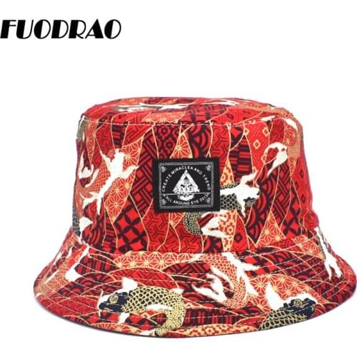FUODRAO Original Fashion Print Panama Reversible Bucket Hat Women Embroidery Designer Girl Hat Cotton Fisherman Hat Sun Cap M132