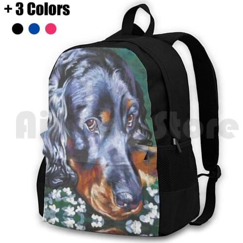 Gordon Setter Fine Art Painting Outdoor Hiking Backpack Waterproof Camping Travel Gordon Setter Setter Fine Art Painting