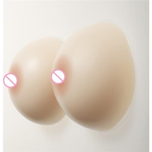 White/Beige/Brown Artificial Boobs Enhancers 1400g/pair Transgender Round Silicone Breast Form With Sexy Dark Brown Nipple