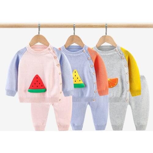 Lovely Cartoon Baby Clothes Sets 2pcs Newborn Knitted Sets Pullover Tops+Pants Infant Boys Girls Sweater Suits New Autumn Winter