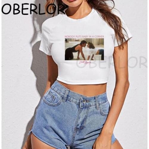 Summer Womens T-Shirt Short Sleeve O-Neck Crop Top Mujer Dirty Dancing Fashion Streetwear Ulzzang Aesthetic Tumblr Clothes