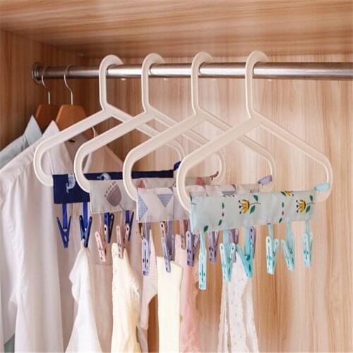 Multi Folding Portable Fabric Hangers Racks Sticky Dots Sticky Traveling Clothespin Fasten Bathroom Hanging Clips