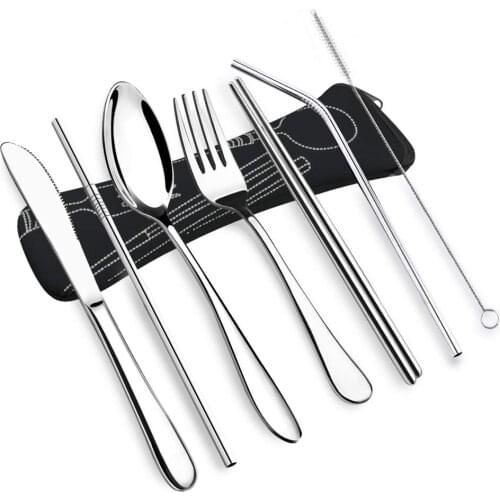 Dinnerware Set Stainless Steel Tableware With Wheat Straw Handle Knife Fork Spoon Dinner Set Kitchen Dinnerware
