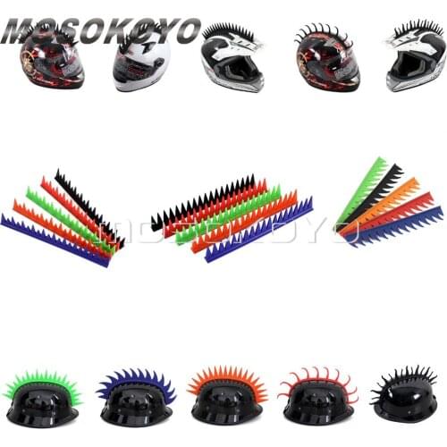 Uneven Saw Blade Even Talon Fire Motorcycle Biker Helmet Sticker Mohawk Spike Strip Stick On Black Blue Orange Red Green