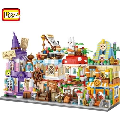 New houses sailing magic mushroom house LOZ small particles blocks street mini quiz assembled archaeological house