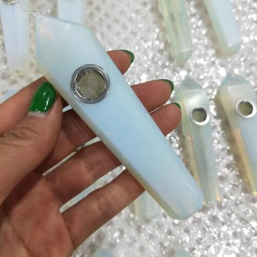 Original Stone Grinding Opal Pipe Hexagonal Angle Crystal Tube Smoke Tube Spiritual Energy Promotion Meditation