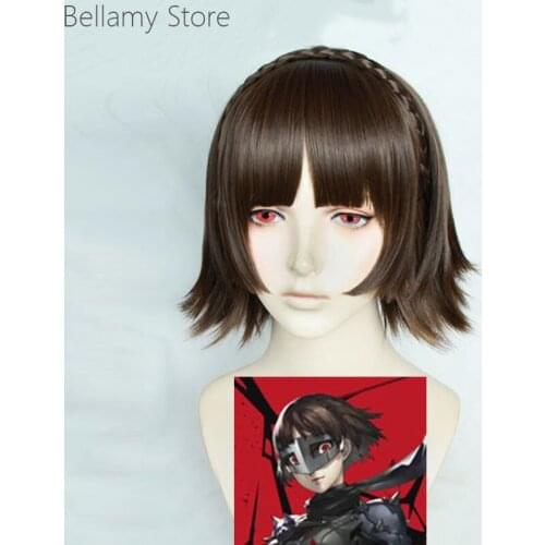 Persona 5 P5 Queen Makoto Niijima Cosplay hair wigs+Wig Cap