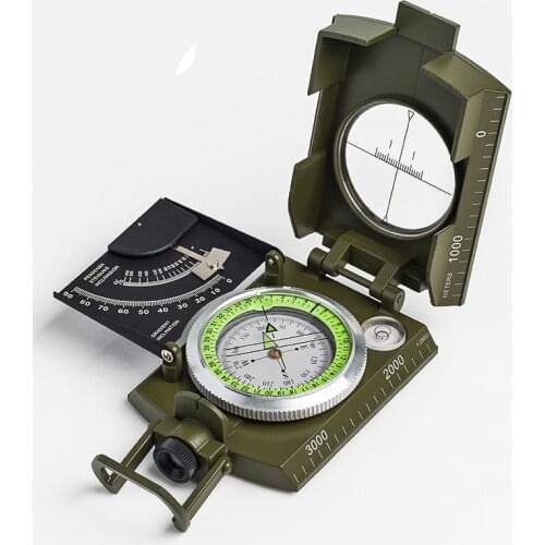 New Professional Military Army Metal Sighting Compass Clinometer Camping Scale Spirit Level Night Vision Magnifier