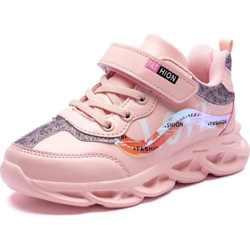 Pink Shoes Girls Four Seasons 2021 New Fashion Sports Harajuku Shoes Students Casual Pu Leather Purple Kids Daddy Shoes Sneakers