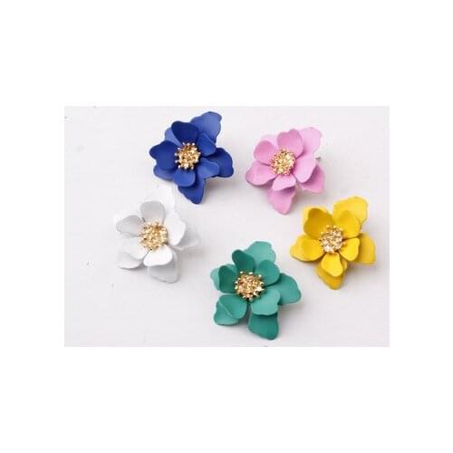 Frosted lacquer flower earrings sweet and romantic fashion wild earrings simple and trendy exquisite ladies jewelry