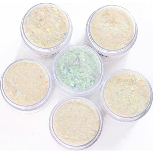 SIX-JARS Manicure DIY Acrylic Powder Glitter For Nail Art Rainbow Color Shimmer Nail Crystal Powder 1OZ=30G/JAR