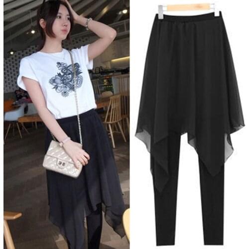 Chiffon Skirt With Pants Black Flexible Cotton Long Pants Womens Leggings For Ballet Dancing Practice
