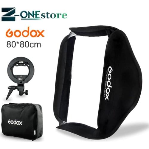 Godox Softbox Kit Flash Diffuser 80x80cm 32 * 32 inch + S-type Bracket Bowens Holder + Bag Kit for Camera Speedlite Flash Light