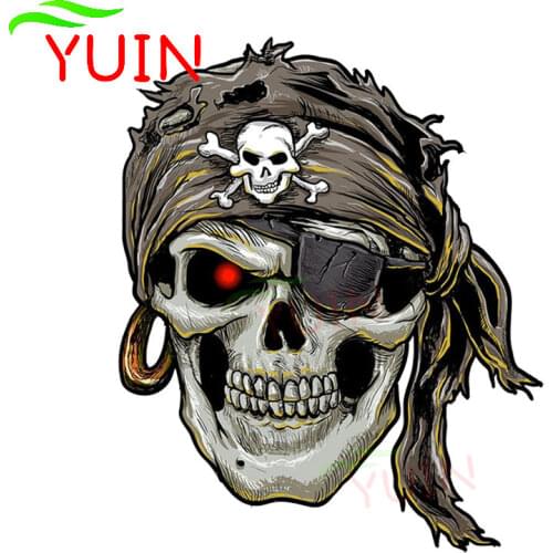 Stylish Pirate Skull Car Sticker Personality Motorcycle Cars Accessories Fashion PVC Window Bumper High Quality Decal 15*12cm