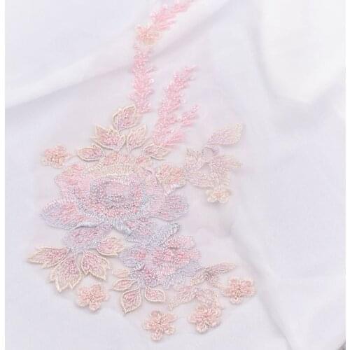 Three-dimensional beading embroidered lace flower for evening dress accessories childrens skirts decorative flower patch
