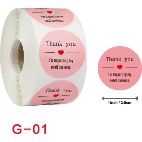 Light Pink Thankyou Round Shape Stickers Heart Image Thankyou Bakery handmade Self Sealing Adhesive Sticker Waterproof label