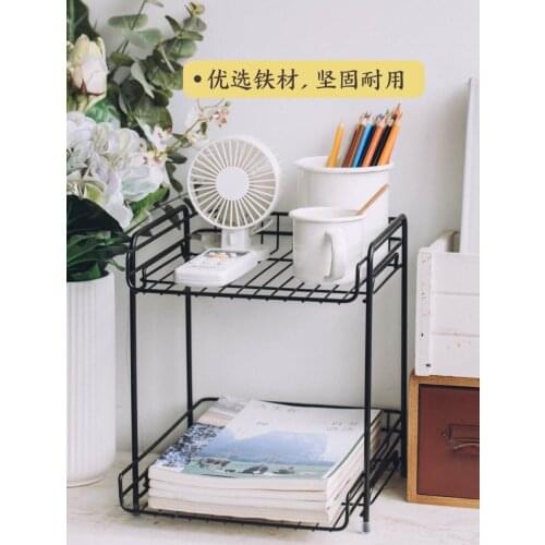 Iron Double-Layer Storage Rack Countertop Storage Rack Punch-Free Kitchen Desktop Multifunctional Shelf