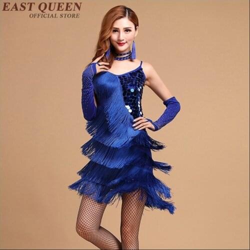 Elegant Sexy Unequal Women Sequin Fringe Tassel Skirt Ballroom Salsa Dance Dress Stage Performance Women Dance Clothes AA1695X