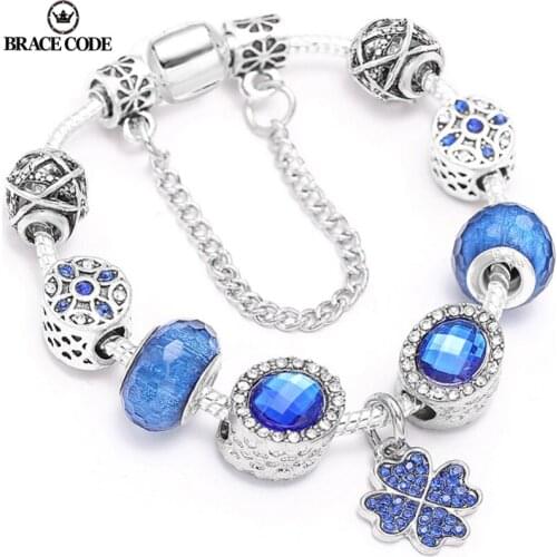 Hight Quality Flower Beads Charm Bracelet Plant Pendant silver-plate Brand Bracelet For Women Summer Jewelry