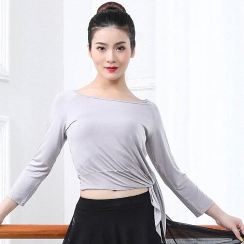 2021 New CM023 Long Sleeve Side Band Design Female Latin Dance Tops Women Dancing Shirt for Belly Ballroom Dance Performance