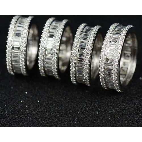 Luxury Jewelry 925 Sterling Silver Princess Cut Full AAAAA Cubic Zirconia Circle Women Wedding Engagement Band Ring For Lovers