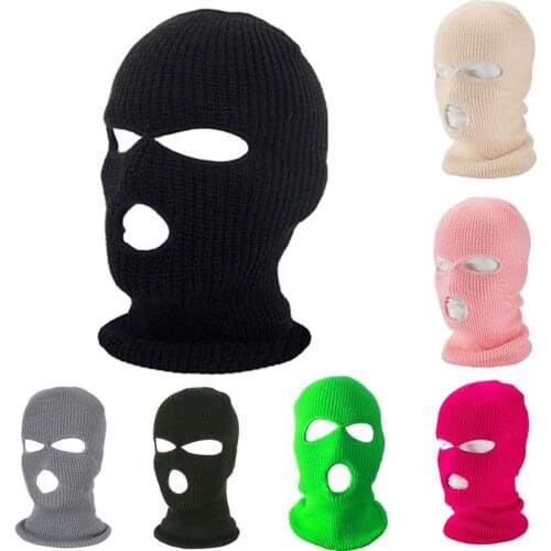 Winter Warm Full Face Cover Motorcycle Ski Mask Hat 3 Holes Balaclava Army Tactical CS Windproof Knit Beanies Hat Hiking Scarves