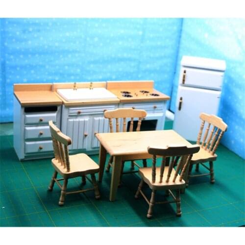 1:12 Dollhouse Miniature table stove stool kitchen sets model Furniture toy for dolls pretend play toys for children decoration