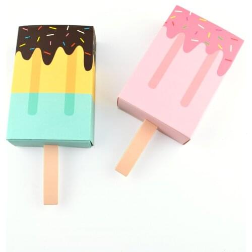 10Pcs Cute Cartoon Gift Boxes Ice Cream Shaped Candy Box Wedding Party Favor Box Goody Bags Baby Shower Birthday Candy Sweet Box