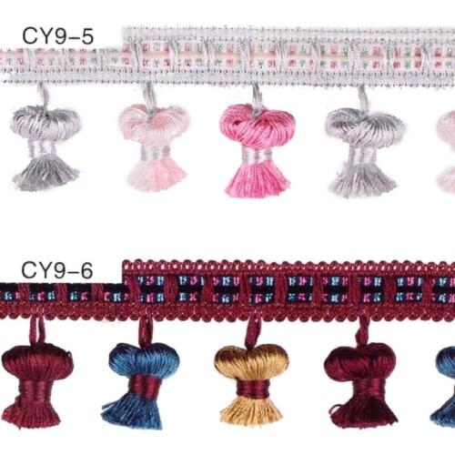12 Meter / Lot 11 Colors Tassel pearl lobbing fringe applique Mushroom Rim curtain accessories lace trim DIY decoration Lace Rim