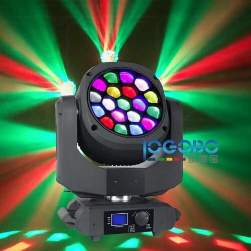 2Pcs of 19 x 15W Bee Eyes Lighting Movinghead DJ Stage Headlights RGBW LED B Eye Move Zoom Easy Wash Light with Art Net System