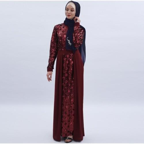 2021 Muslim Luxurious Ma'am Long Sleeve Dress Dee Call On High Density Paillette Embroidery Longuette fashion