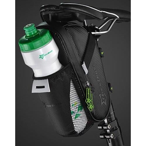 2021 Bicycle Saddle Bag With Double Water Bottle Pouch Holders Waterproof Bike Seatpost Bag Reflective Bags Cycling Equipment
