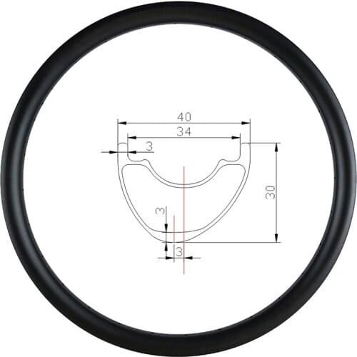 27.5er MTB DH Asymmetric 40mm x 30mm deep 3mm offset clincher tubeless hookless carbon rim 650B mountain bike wheel UD matte