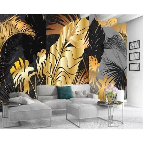 3d Wallpaper Vintage Hand-painted European style large leaves Customize Your Favorite Interior Decoration Silk Wallpaper
