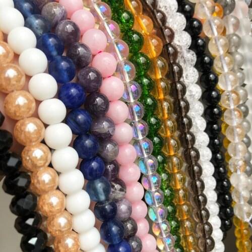 4-12mm Natural Stone Rose Quartzs Amethysts Beads Black White Crystal Glass Round Loose Beads For Jewelry Making DIY Bracelets