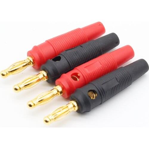 4pcs New 4mm Plugs pure copper Gold Plated Musical Speaker Cable Wire Pin Banana Plug Connectors