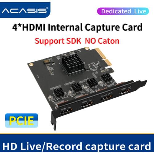 Acasis 4 Channel HDMI-compatible PCI-E Video Capture Card 1080p 60fps OBS Wirecast Live Broadcast Streaming Adapter Quad Ports