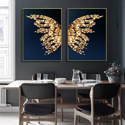 Diamond embroidery 2pieces gold Butterfly Wings triptych diamond painting full square drill mosaic 5d puzzle ChristmasZP-2112